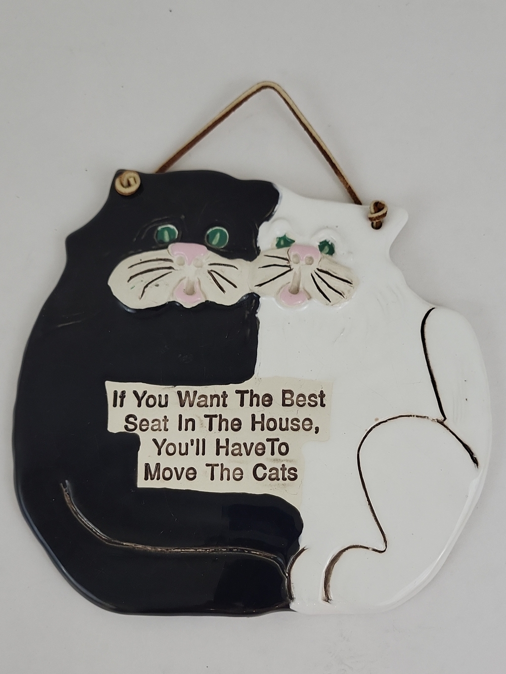 Decorative Black & White Cat Wall Plaque for Cat Lovers